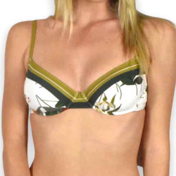 New! Gottex Floral Print Contrast Trim Underwire Bikini - TOP - Picture 3 of 9